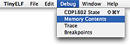 Memory Contents menu screenshot.